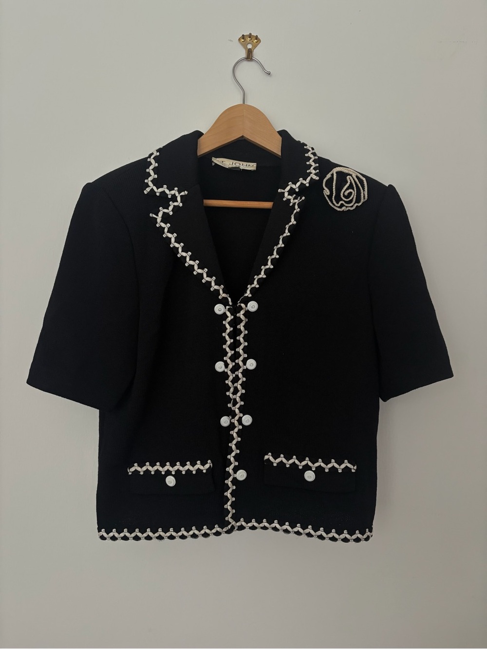 Vintage St. John Black White Knit Jacket & Shell 2-Piece Set